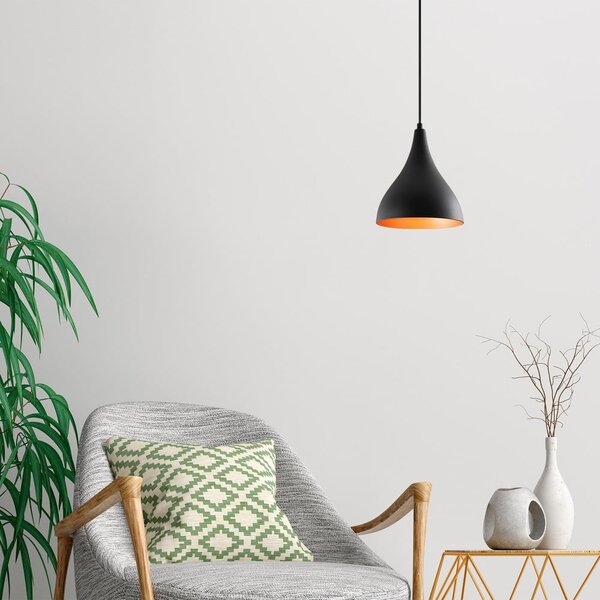 Černé závěsné svítidlo s kovovým stínidlem ø 22 cm Sağlam – Opviq lights
