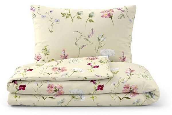 Kvalitex Klasické ložní bavlněné povlečení DELUX BOTANICA smetanová 1x 140/200, 1x 70/90cm