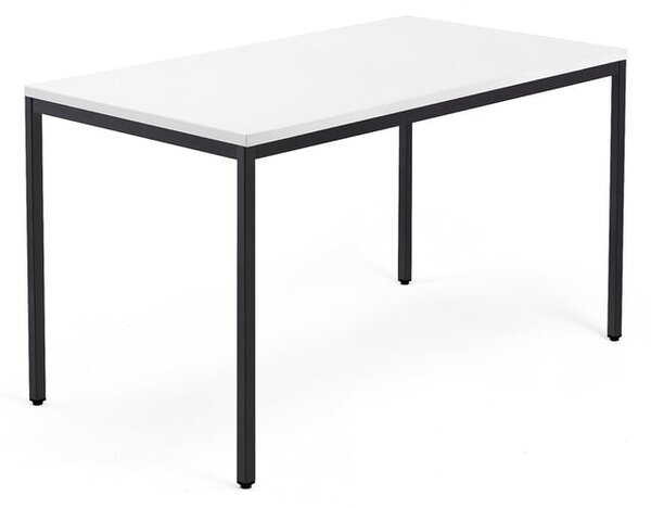 AJ Produkty Psací stůl QBUS, 4 nohy, 1400x800 mm, černý rám, bílá