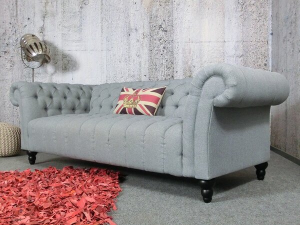 (2532) CANYON Chesterfield luxusní pohovka šedý melír