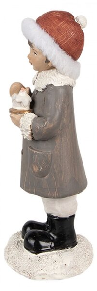 Šedá polyresinová vánoční figurka dítě – 14 cm