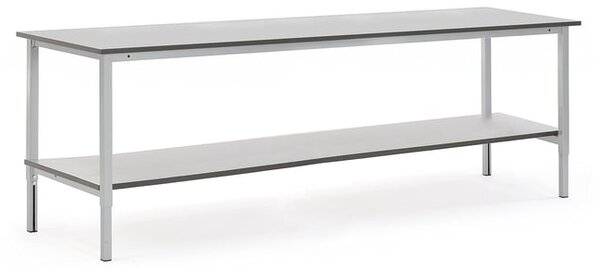AJ Produkty Pracovní stůl MOTION, s policí, 2500x800 mm, šedá deska HPL