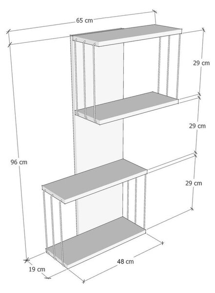 Patrová police v dekoru borovice v antracitové a přírodní barvě 65 cm Destan – Kalune Design