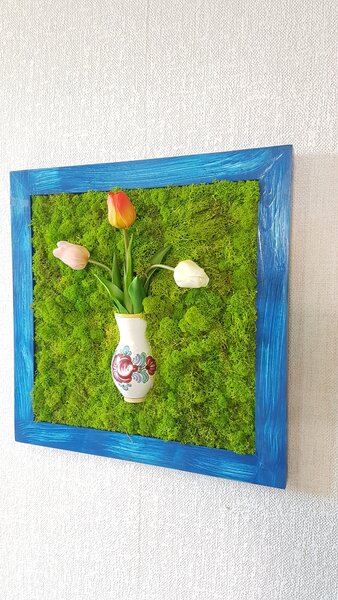 Mechový 3D obraz s tulipány 50cm x 50cm