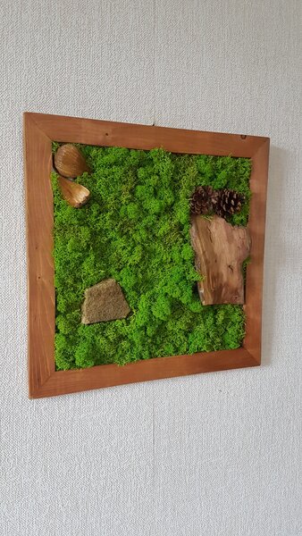 Mechový obraz s dekoracemi 40cm x 40cm