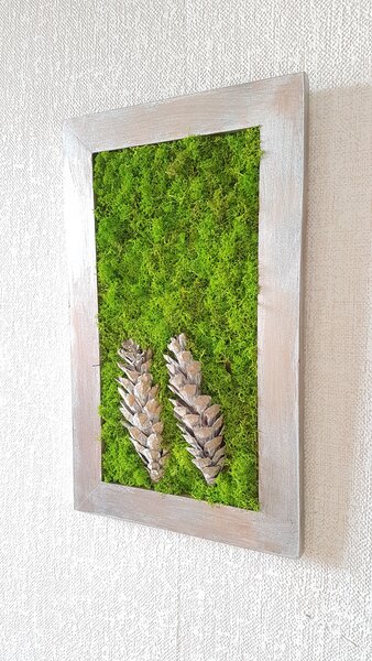 Mechový obraz se šiškami 45cm x 25cm
