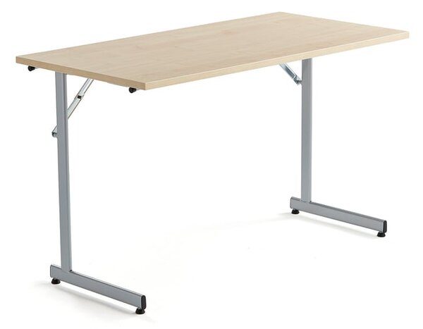 AJ Produkty Skládací stůl CLAIRE, 1200x600 mm, bříza, hliníkově šedá