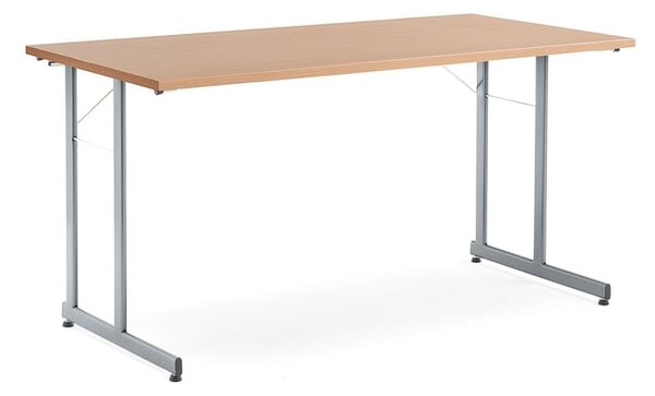 AJ Produkty Skládací stůl CLAIRE, 1400x700 mm, buk, hliníkově šedá