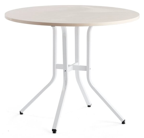 AJ Produkty Stůl VARIOUS, Ø1100 mm, výška 900 mm, bílá, bříza