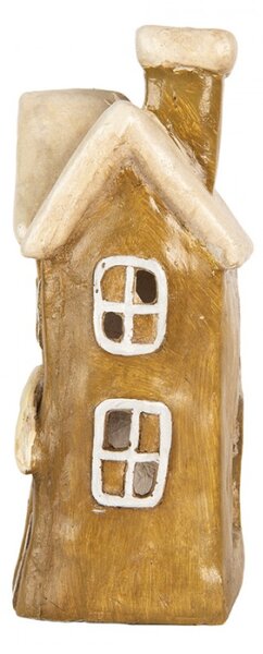 Hnědý keramický svícen na čajovou svíčku domeček – 23x15x33 cm