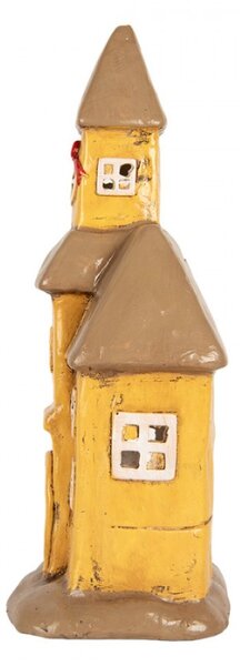 Žlutý keramický svícen na čajovou svíčku domeček – 23x17x43 cm