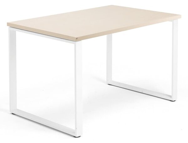 AJ Produkty Psací stůl QBUS, O-podnož, 1200x800 mm, bílý rám, bříza
