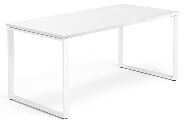 AJ Produkty Psací stůl QBUS, O-podnož, 1600x800 mm, bílý rám, bílá