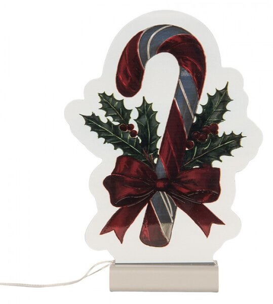 Červená plastová vánoční infinity lampa cukrová hůl – 15x5x21 cm