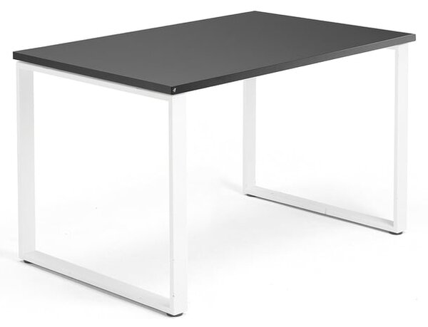 AJ Produkty Psací stůl QBUS, O-podnož, 1200x800 mm, bílý rám, černá