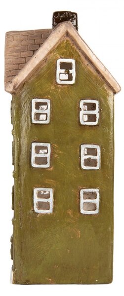 Zelený keramický svícen na čajovou svíčku domeček – 20x17x39 cm