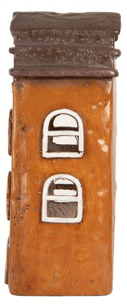 Oranžový keramický svícen na čajovou svíčku domeček – 20x15x34 cm