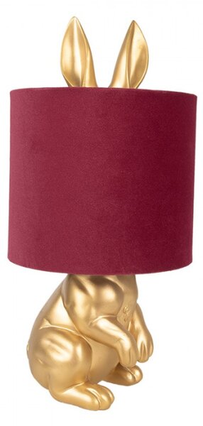 Zlato-červená plastová stolní lampa králík – 20x42 cm