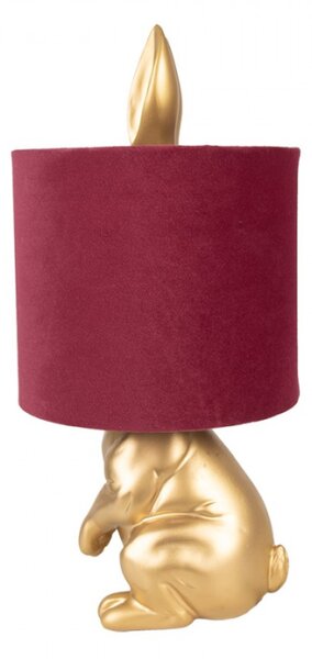 Zlato-červená plastová stolní lampa králík – 20x42 cm