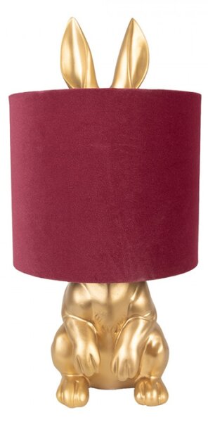 Zlato-červená plastová stolní lampa králík – 20x42 cm