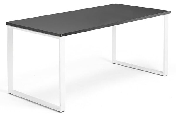 AJ Produkty Psací stůl QBUS, O-podnož, 1600x800 mm, bílý rám, černá