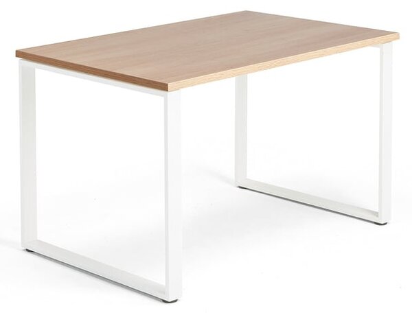 AJ Produkty Psací stůl QBUS, O-podnož, 1200x800 mm, bílý rám, dub