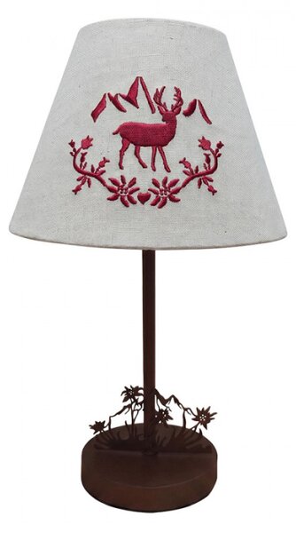Hnědá dřevěná stolní lampa_4