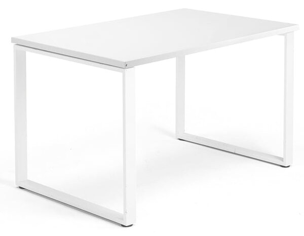 AJ Produkty Psací stůl QBUS, O-podnož, 1200x800 mm, bílý rám, bílá