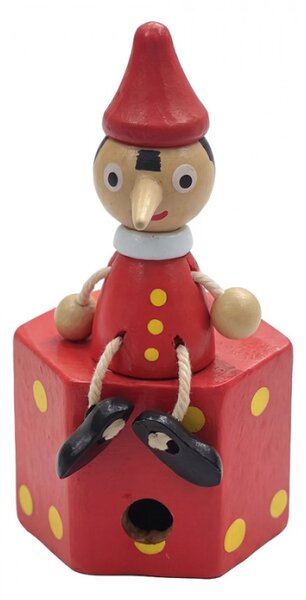 Červená dřevěná dekorace Pinocchio_1