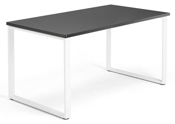 AJ Produkty Psací stůl QBUS, O-podnož, 1400x800 mm, bílý rám, černá