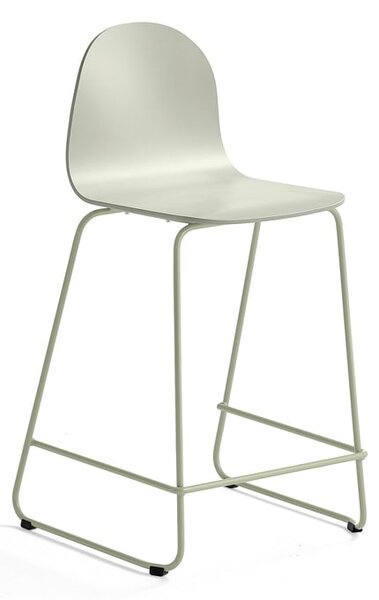 AJ Produkty Barová židle GANDER, výška sedáku 630 mm, lakovaná skořepina, zelenošedá