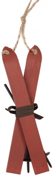 Červená dřevěná závěsná dekorace – 5x2x15 cm