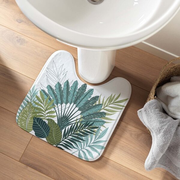Bílo-zelená WC koupelnová předložka 45x45 cm Panazio – douceur d'intérieur