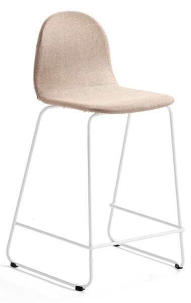 AJ Produkty Barová židle GANDER, výška sedáku 630 mm, polstrovaná, béžová