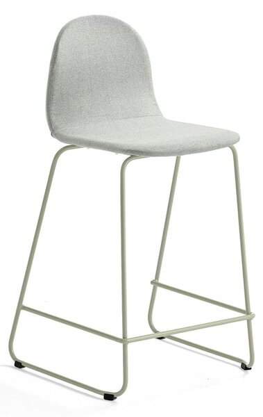 AJ Produkty Barová židle GANDER, výška sedáku 630 mm, polstrovaná, zelenošedá