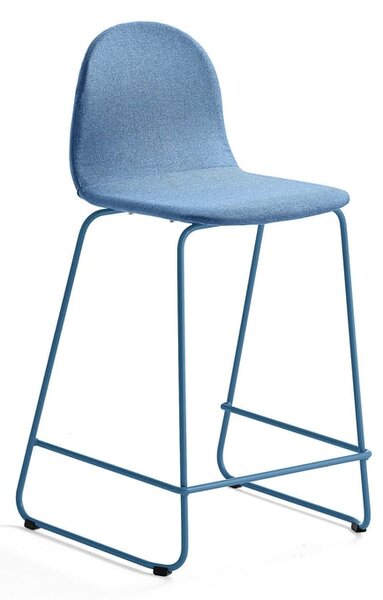 AJ Produkty Barová židle GANDER, výška sedáku 630 mm, polstrovaná, modrá