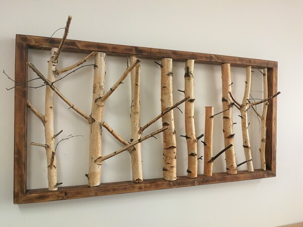 Dřevěný obráz- přírodní bříza 65cm x 130cm