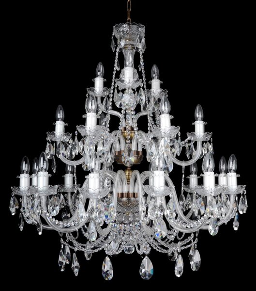 DBK GLASS 21-ramenný křišťálový lustr s hnědými pasírovanými mosaznými prvky 1740-21-PTdia880mm