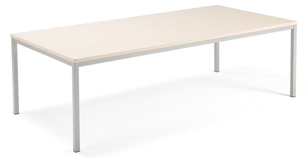 AJ Produkty Jednací stůl QBUS, 2400x1200 mm, 4 nohy, stříbrný rám, bříza