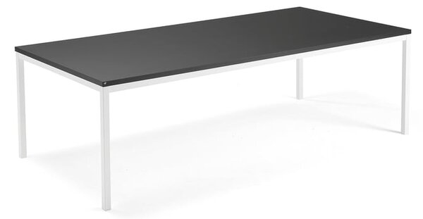 AJ Produkty Jednací stůl QBUS, 2400x1200 mm, 4 nohy, bílý rám, černá