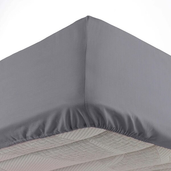 Antracitové napínací prostěradlo z mikrovlákna 90x190 cm Oscar – douceur d'intérieur