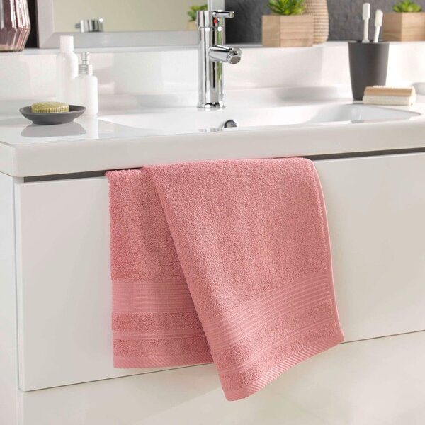 Růžový froté bavlněný ručník 50x90 cm Tendresse – douceur d'intérieur