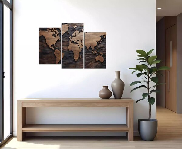 Obraz na plátně Dřevěná mapa
