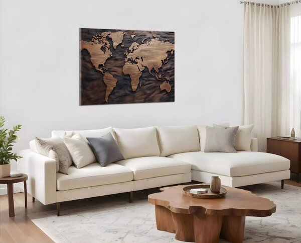 Obraz na plátně Dřevěná mapa