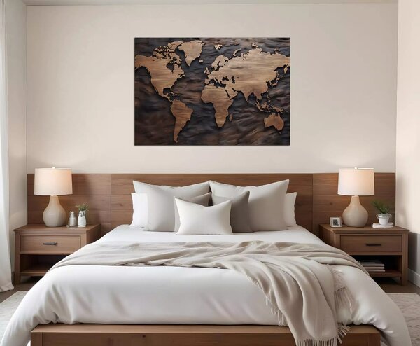 Obraz na plátně Dřevěná mapa