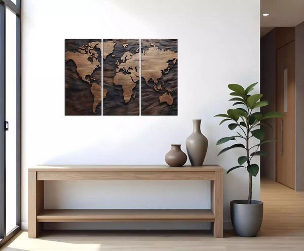 Obraz na plátně Dřevěná mapa