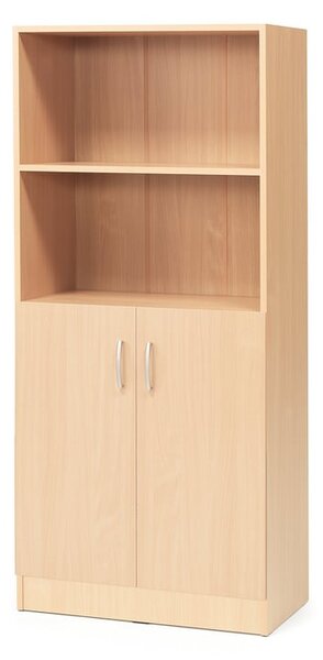 AJ Produkty Kancelářská skříň FLEXUS, 1725x760x415 mm, dveře + 2 otevřené police, buk