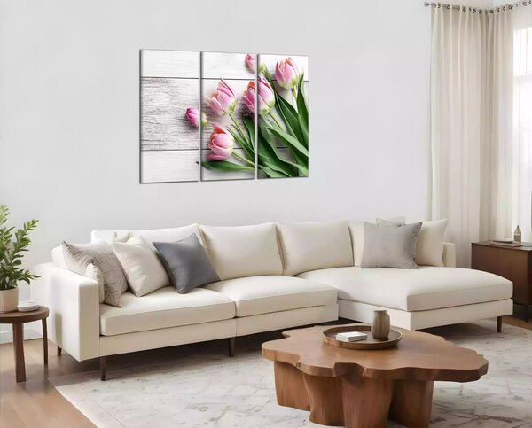 Obraz na plátně Růžové tulipány