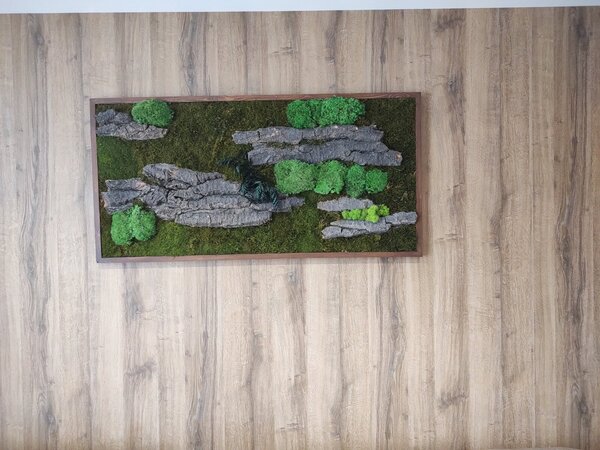 Mechový obraz-lesní + provence mech a kůra 50cm x 100cm