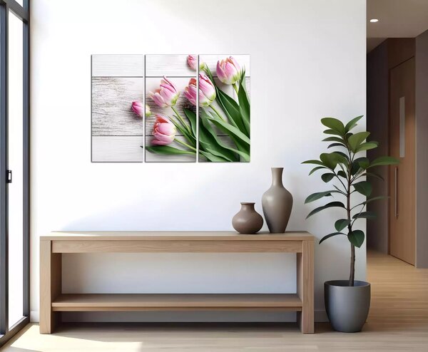 Obraz na plátně Růžové tulipány